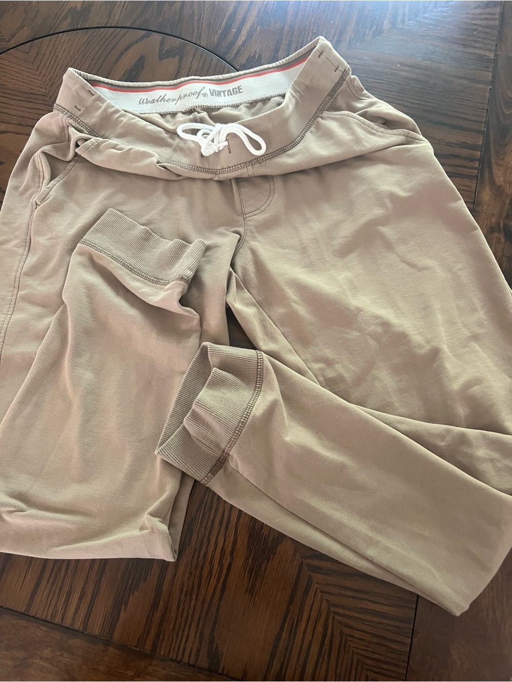 Weatherproof Vintage woman Beige Sweatpants Drawstring Elastic Waist Med # 488